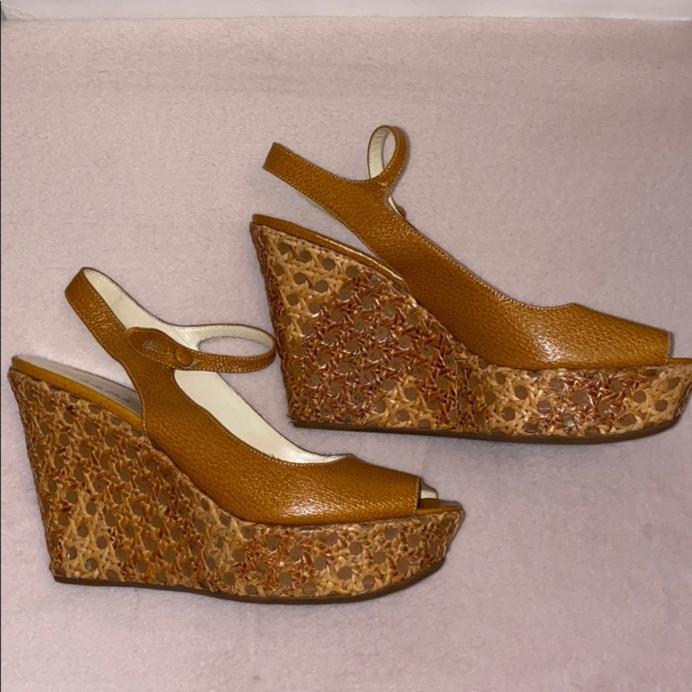 Vintage90’s Prada Cognac leather platform wedges